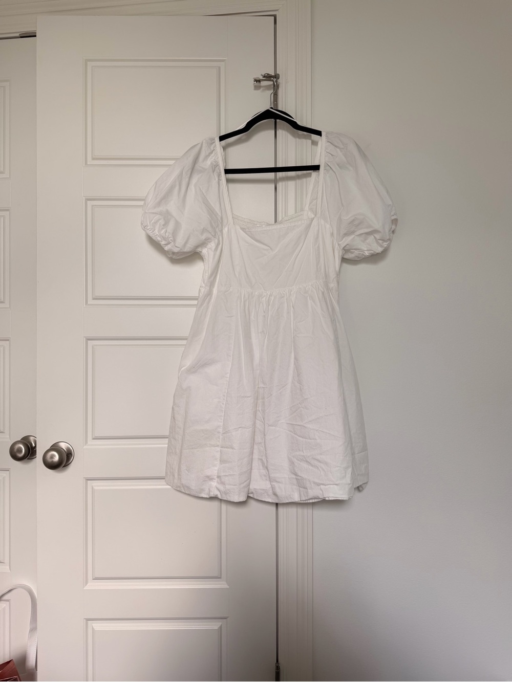 White Puff Sleeve Mini Dress